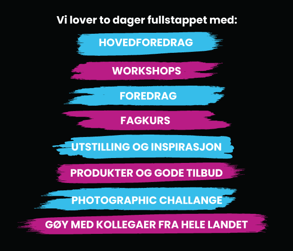 Image displaying text - Vi lover to dager fulle med hovedforedrag, workshops, foredrag, fagkurs, inspirasjon